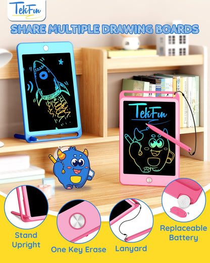 TEKFUN 2 Pack LCD Writing Tablet for Kids, 8.5 Inch Blue+Pink Doodle Board Drawing Board Drawing Tablet with Lanyard, Educational Kids Easter Christmas Toys Birthday Gift for Boys Girls 3-12 Years Old