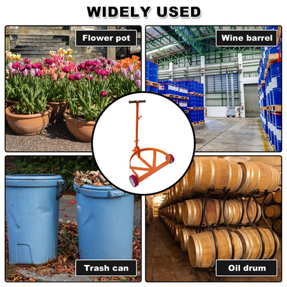 55 Gallon Drum Dolly Heavy Duty, 1200 lbs Capacity Barrel Cart with Adjustable Handle & Locking Caster, Low Profile Steel Drum Truck for Industrial, Warehouse, Workshop Use-Orange