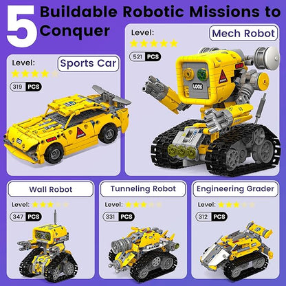 5 in 1 STEM RC Robotics Kit APP &amp Remote Control Robot Building Kit DIY Science Kits for Kids Age 8-12 8 Year Old Boy Birthday Gift