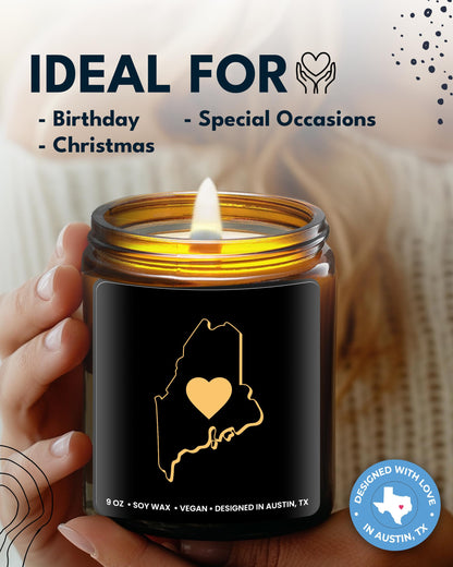 Maine Candle, Unique Maine Themed Gifts for Men and Women, Best State Souvenir Gifts for Moving Away, Thoughtful Home Sick Presents, Ideal for Birthday, Christmas, Graduation, Gift Ready