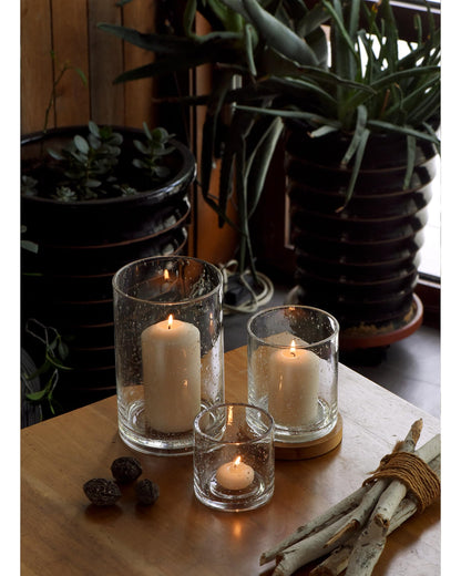 ARIAMOTION Glass Candle Holders Set, 3 Sizes 8" 5" 3.5" Height