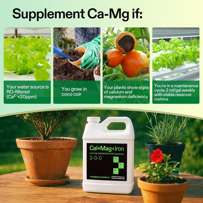 VIVOSUN Cal+Mag+Iron (2-0-0), Calcium, Magnesium & Iron Supplement, Liquid Nutrient Fertilizer for All Plants, Concentrated Plant Food for Soil/Soilless Cultivation, Hydroponics, 1 Quart
