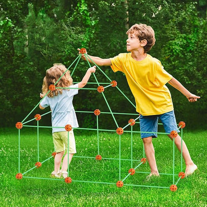 VEVOR Fort Building Kit for Kids 85PCS Glow in The Dark STEM Building Toys Educational Gift for 4 5 6 7 8+ Year Old Boys &amp Girls Indoor Outdoor Play Tent Construction Toys with 55 Rods and 30 B