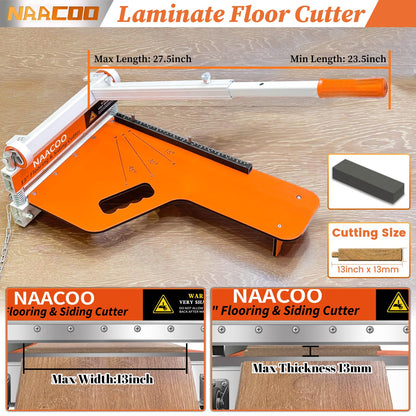 NAACOO Laminate/Vinyl Floor Cutter, 13” Vinyl Plank Cutter with Wheel – Just 1 Step Meet Angle&Length Cutting, Flooring Tools - Cuts Laminate Floor, Engineer Wood, LVP/T, VCT, SPC, WPC