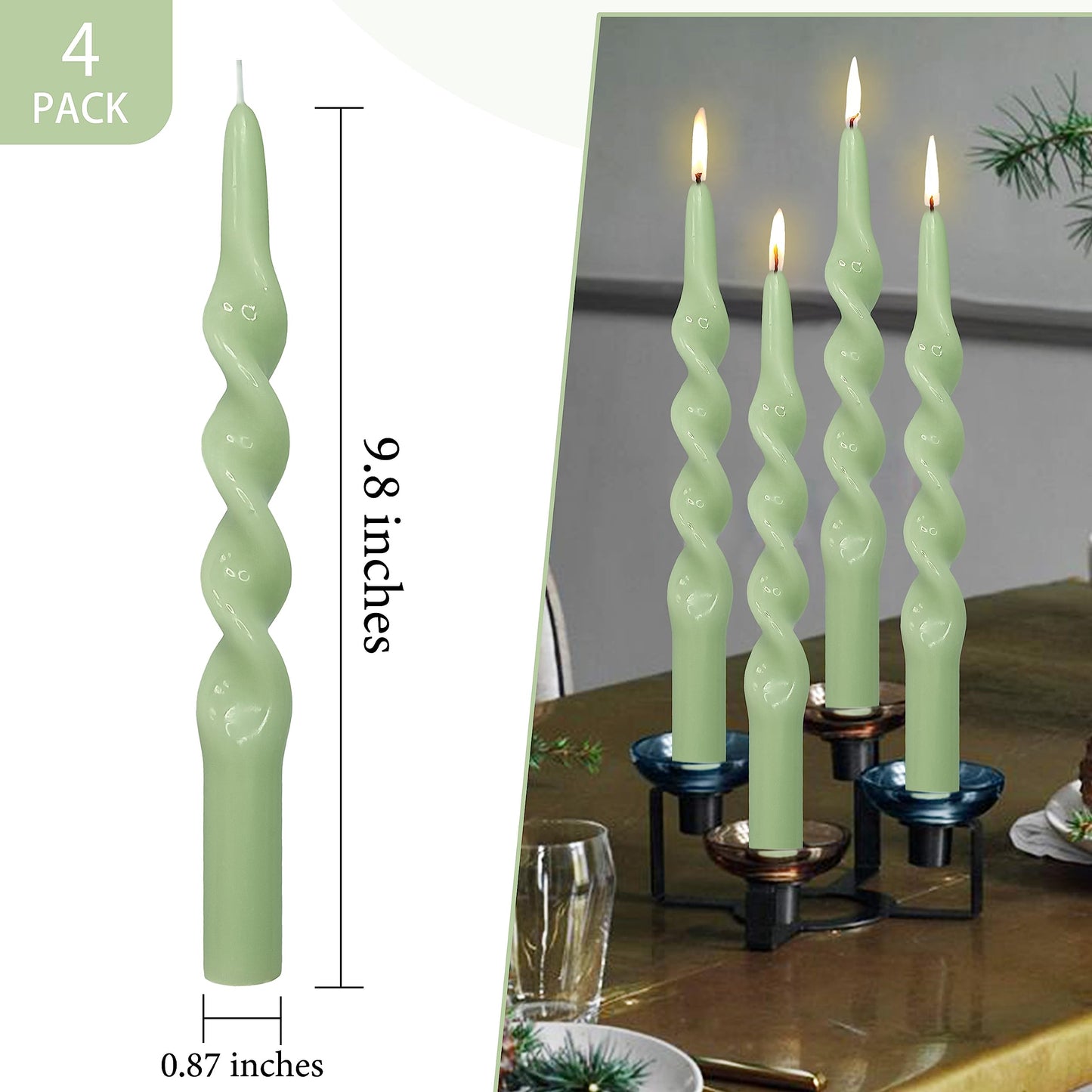 8 PCS Twisted Candlesticks Spiral Candles Taper Unscented Taper Candlesticks 10 inch Dinner Candle for Home Decor, Relaxation & All Occasions