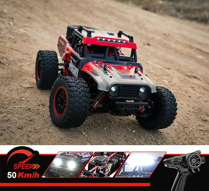 1/14 RC Car Off Road RC Truck 4x4 Remote Control Car Hobby Buggy All Terrain High Speed 30+MPH 4WD with 390 Brushed Motor Proportional Throttle Steering Metal Chassis Ball Bearing Adult