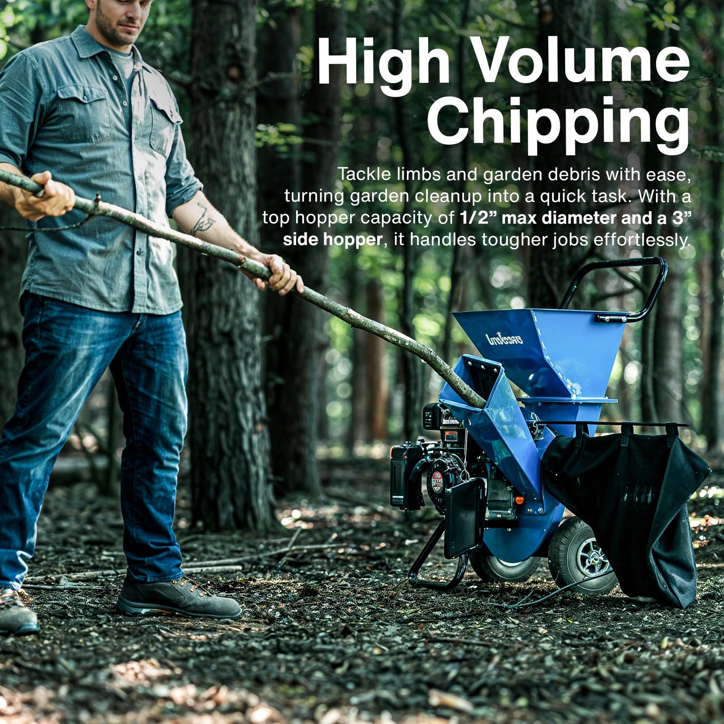 Landworks Wood Chipper Shredder Mulcher Super Heavy Duty 7HP 3 in 1 Multi-Function 3" Inch Max Capacity