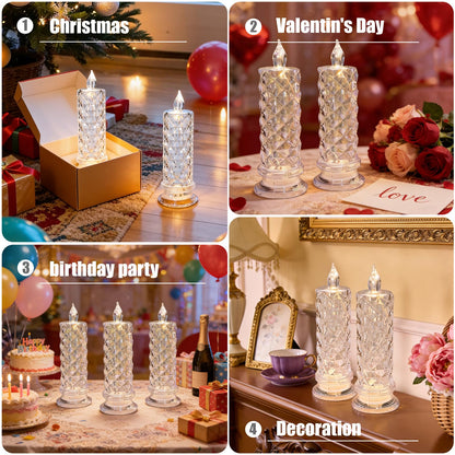 Aloelcap 4PCS Battery Operated Candles, Christmas Decorations Flameless Candle, Valentines Proposal Anniversary Wedding for Birthday Party Decoration
