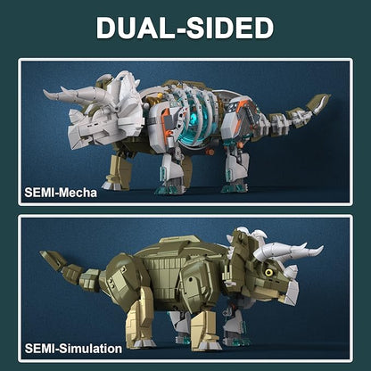 Dinosaur Toy Building Sets Mechanical Dino Buildings Blocks Set for Boys Girls 12+Teens Adults Creative Model Kits Home Room Office Decor Birthday Triceratops 1180PCS