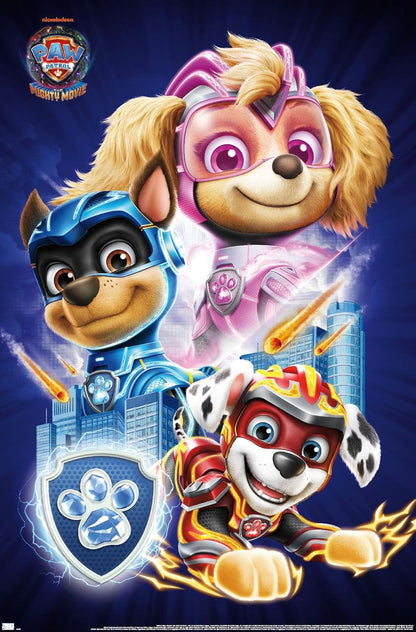 Nickelodeon Paw Patrol Wall Poster - The Mighty Movie Design, Unframed, 34L x 22.4W