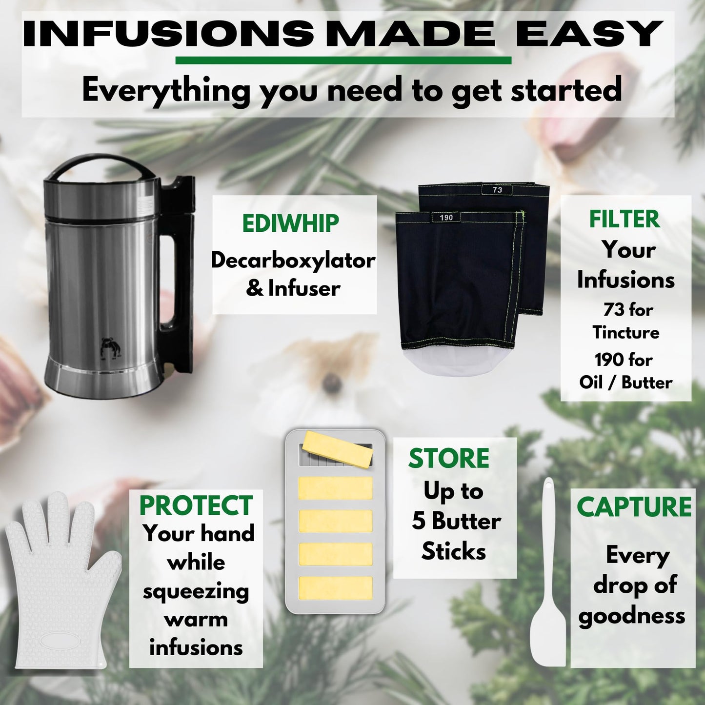 Decarboxylator Infuser Machine, Butter Machine, Magic Infuser, Decarboxylation Decarb Infusion, Botanical Extractor, Make Magical Herbal Infusions Butter, Oil or Tincture, Kit Includes Butter Mold