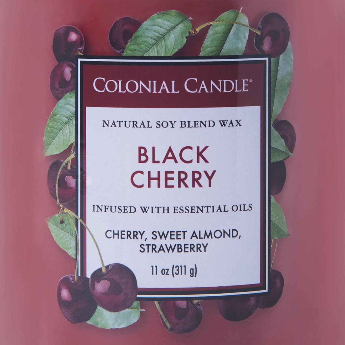 Colonial Candle Black Cherry Scented Jar Candle, Classic Cylinders Collection, 2 Wick, Red, 11 oz - Up to 80 Hours Burn