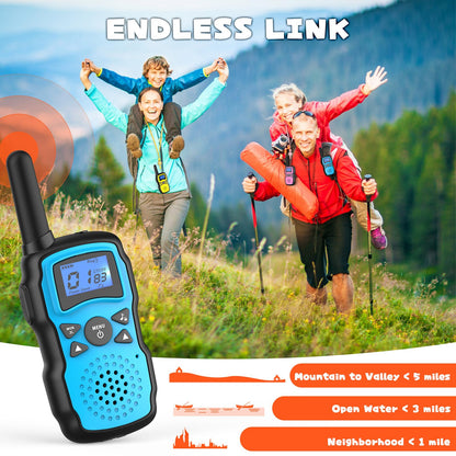 Wishouse Walkie Talkies Rechargeable for Kids Adults Long Range,Xmas Birthday Gift for Boys Girls 3 4 5 6 7 8 9 10 Year Old,Hiking Camping Gear Games Ideas Toys with Flashlight,VOX,Easy to Use 4 Pack