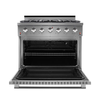 NXR SC3611 36" 5.5 cu.ft. Pro-Style Natural Gas Range with Convection Oven, Stainless Steel