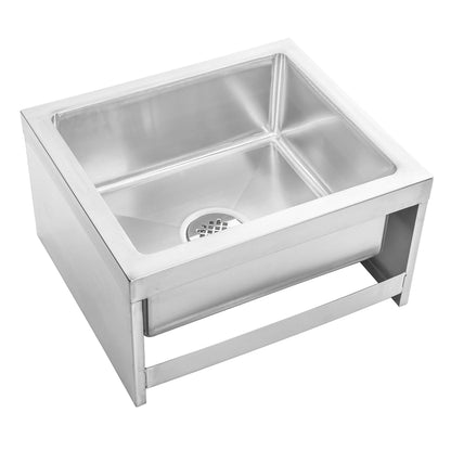 DuraSteel 19x22x12 Commercial Floor Mop Sink - NSF Certified 304 Stainless Steel Utility Room Service Basin with Leak Proof Flat Drain - Large Tub for Dog Washing, Filling Water Bucket, Cleanup