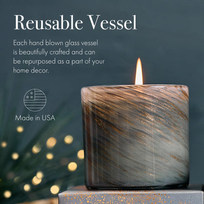 LAFCO New York 2025 Holiday Classic Candle, Winter Violet - 6.5 oz - 50-Hour Burn Time - Reusable, Hand Blown Glass Vessel - Made in The USA