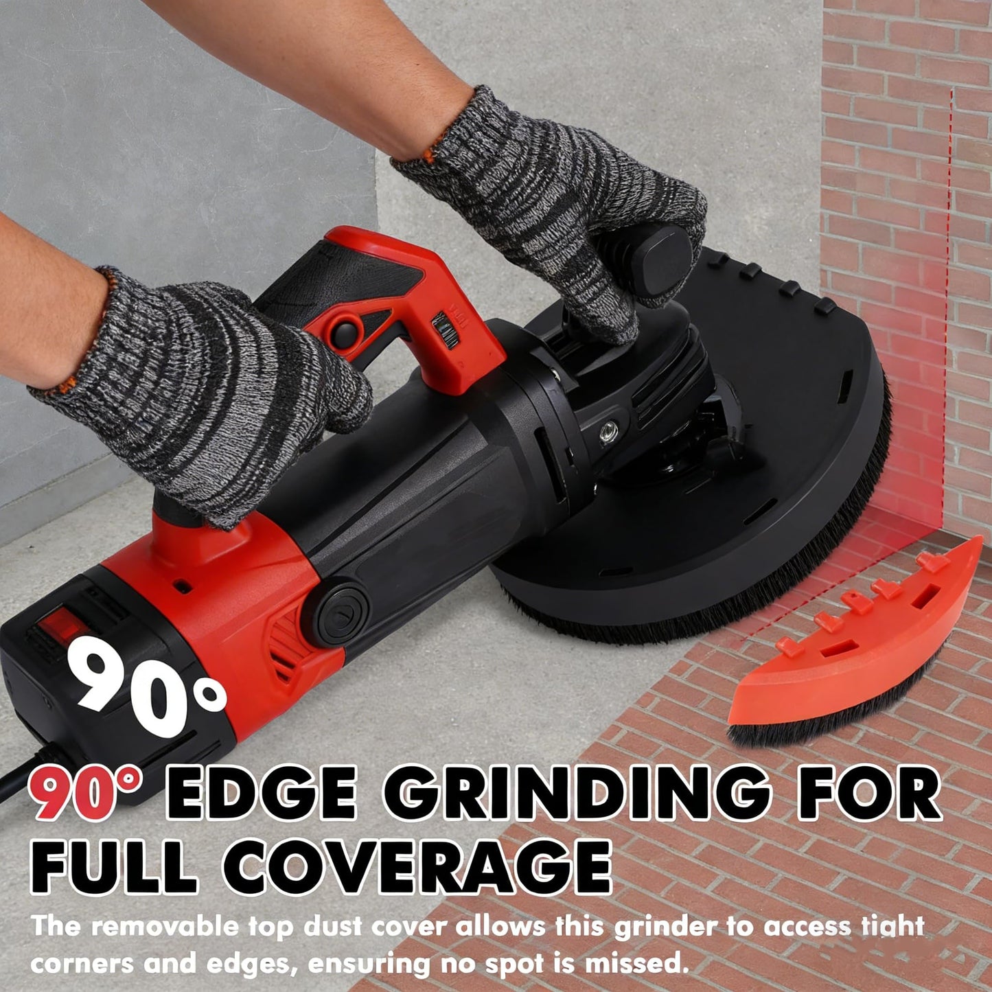 7-Inch Concrete Floor Grinder, 2200W Powerful Concrete Sanding Machine Concretes Sander Practical Angle Grinder Tool Floor Grinders Polishing Machine 90° Seamless sanding for Floors(Size:B)