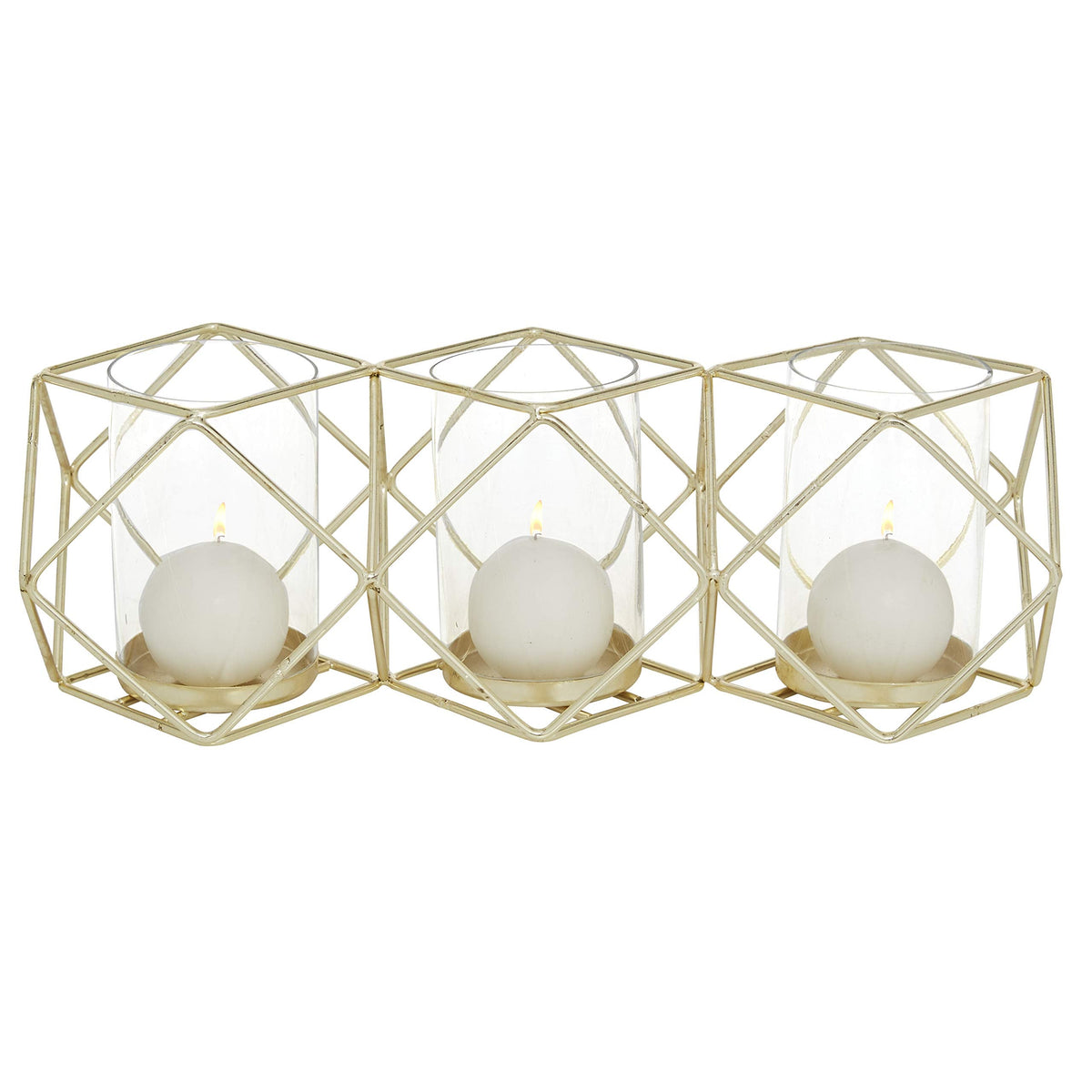 Deco 79 Modern Metal Solid Candle Holder, 15" x 5" x 5", Gold