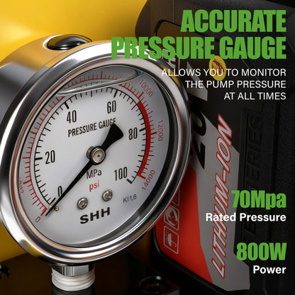 20V Battery Hydraulic Pumps 10000 PSI 800W Electric Pumps Power Pack Unit 0.4 US Gal Capacity, 6.5 ft Oil Pipe, Single-Acting Solenoid Valve with Handheld Switch for Punching/Bending/Jack