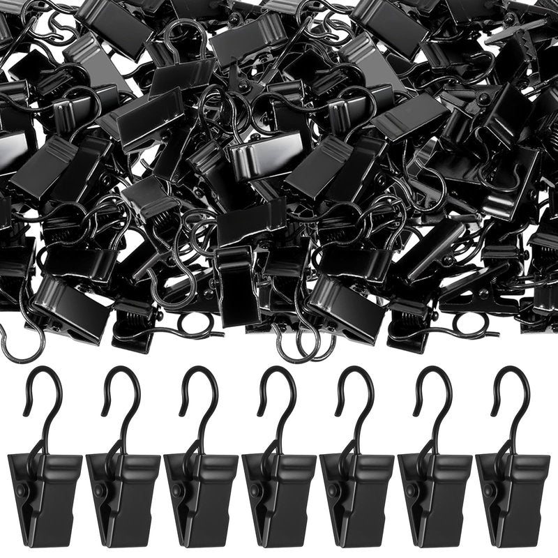 200 Pcs Stainless Steel Curtain Clips, Heavy-Duty Small Curtain Hooks Hangers for Hanging Outdoor String Lights, Art Craft Display, and Home Decoration