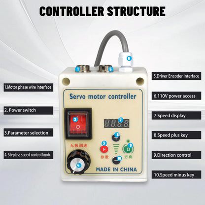 CNCTOPBAOS 550W AC Permanent Magnet Brushless Servo Motor Kit 110V 3/4HP 1.85N.m, 200-7000RPM Knob Adjustable Speed CW/CCW Servo Controller for Lathe Woodworking Tapping Belt Sander Sewing Machine