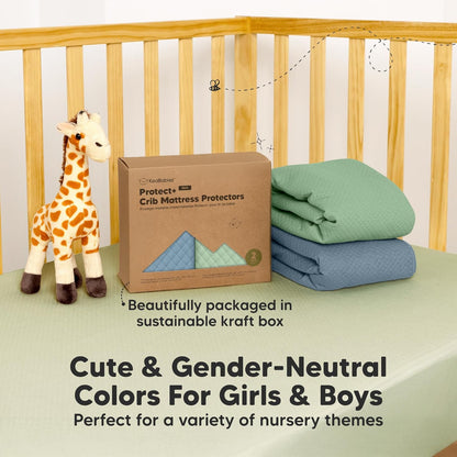 Skiennix 2-Pack Waterproof Crib Mattress Protector - Soft Quilted Cotton, 52" x 28", Machine Washable, Easy Fit