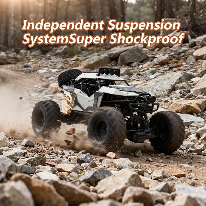 1:8 Large Amphibious RC Car – 4WD Waterproof Monster Truck Drives on Water &amp Land All Terrain Remote Control Truck with LED Lights Toy for Kids 3 Years and Up