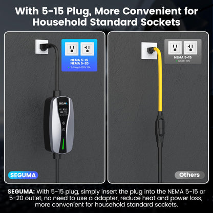 Level 1/2 EV Charger, 16Amp Adjustable Current NEMA 5-15 Plug/NEMA 6-20 Adapter, Timing Delay & LED Display 25FT Cable Portable EV Charging Station for J1772 BEVs/PHEVs 110V-240V(Silver)