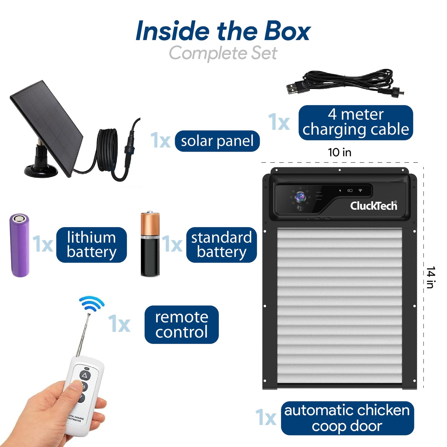Automatic Chicken Coop Door with 1080p Camera - Solar Powered - 5000mAh Battery - App Remote Control and Opener with Timer - Auto Open/Close - Heavy Duty - Night Vision - Alarm Drive