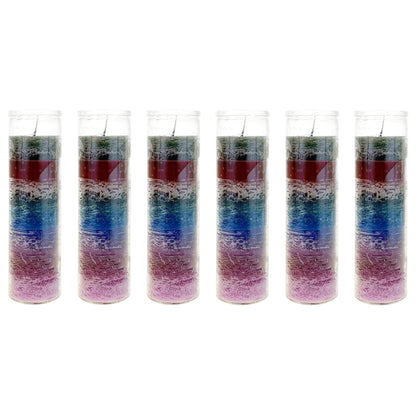Mega Candles 6 pcs Unscented 7 Color Glass Devotional Prayer Candles, Hand Poured Wax Candle 2 Inch x 8 Inch, Sanctuary, Vigils, Prayers, Casting Chimes, Spiritual, Rituals, Spells, Wicca, Deities