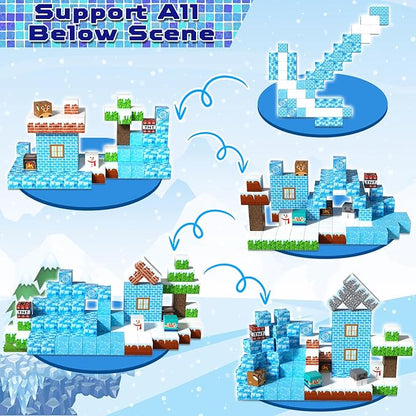 Magnetic Blocks - 100PCS Magnetic Blocks Build Ice Castle - Magnetics Toys for Montessori Toddler Easter Christmas Birthday Gifts - STEM Sensory Toys for 3 4 5 6 7 8 9 10 Year Old Girls