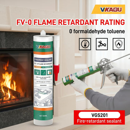 VGS201 High Temperature Sealant Caulk, White Color Fireplace Sealant Fireproof Caulk, 10.15 Fl Oz, 12 Pack Fast-Drying Formula, Suitable for Ovens, Stoves, and Chimneys