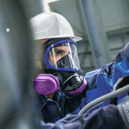 Dräger X-plore 5500 Full-Face Respirator Mask + 2x Combination Cartridge OV/AG/HF/FM/CD/AM/MA/HS/P100 | One size fits most | NIOSH Certified Eye and Respiratory Protection, Anti-Fog, 180° View