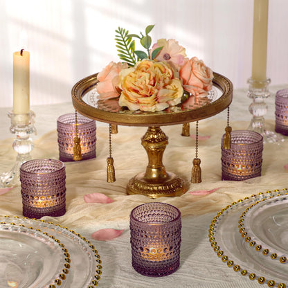 SUPMIND 24 Pcs Votive Candle Holders, Glass Holders Bulk for Table Centerpiece, Tea Lights Candle Holders for Wedding Shower, Party and Home Decor Purple