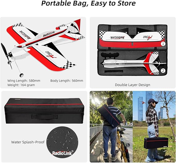 Radiolink A560 Plug &amp Play (PNP) 3D RC Airplane 580mm Wingspan with 6 Flight Modes 4 Channels Gyro Byme-A Flight Controller Brushless Motor&ampESC for Beginner &amp Experienced (No Radio/Recei