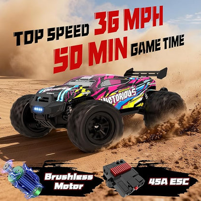 1:16 4WD Brushless rc Cars 70+KM/H(Peak) High Speed Remote Car RC Trucks 4X4 Offroad with 3000mAh Batteries Boys RC Truggy Toys are Easter and Birthday Gifts for Youth Aged 14+