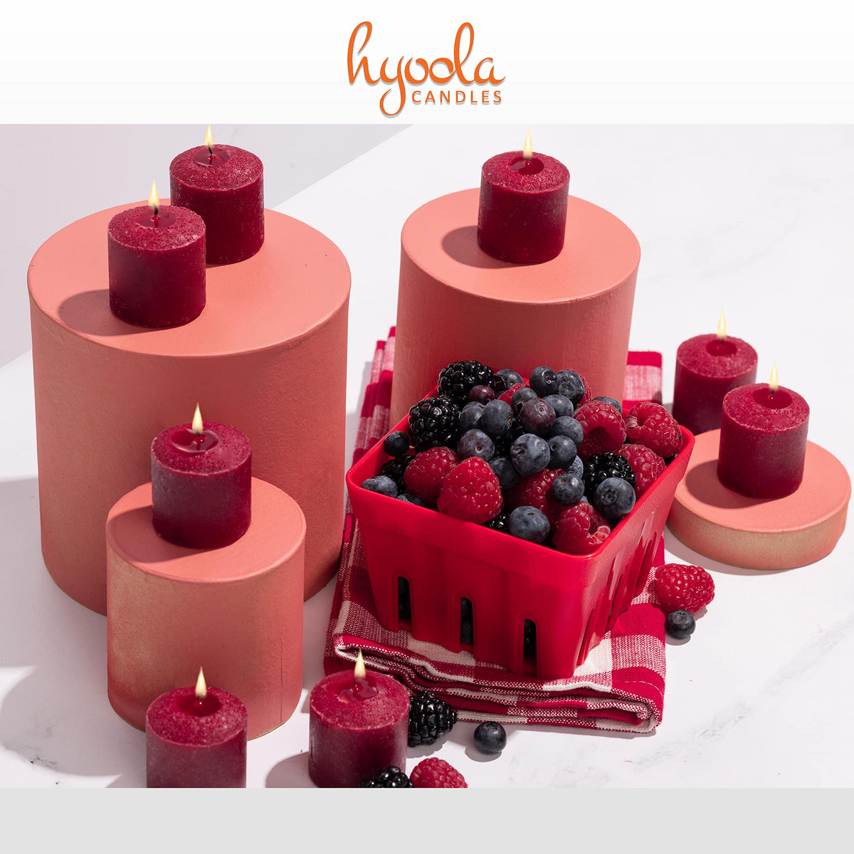HYOOLA Scented Votive Candles - Berries Votive Candles -12 Hour Burn Time - 9 Pack - European Made