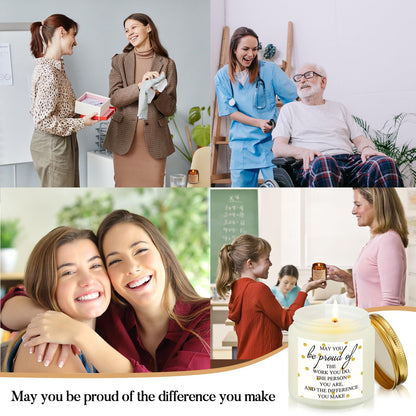 Fumete 4 Pcs Thank You Gifts Candles 3.5 oz Soy Wax Scented Candles Thank You for Being Awesome Inspirational Candle for Teacher Appreciation Secretaries Employee, 4 Fragrances (White, Stylish)