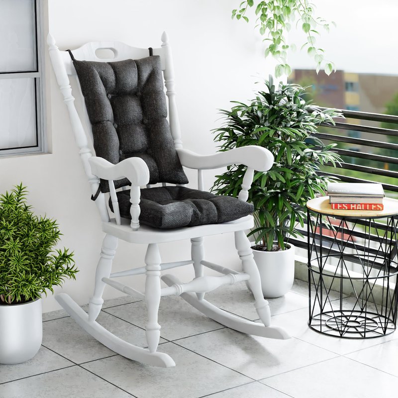 Klear Vu The Gripper Non-Slip Rocking Chair Cushion Set with Thick Padding, Includes Seat Pad & Back Pillow with Ties for Indoor Living Room Rocker, 17x17 Inches, 2 Piece Set, Black