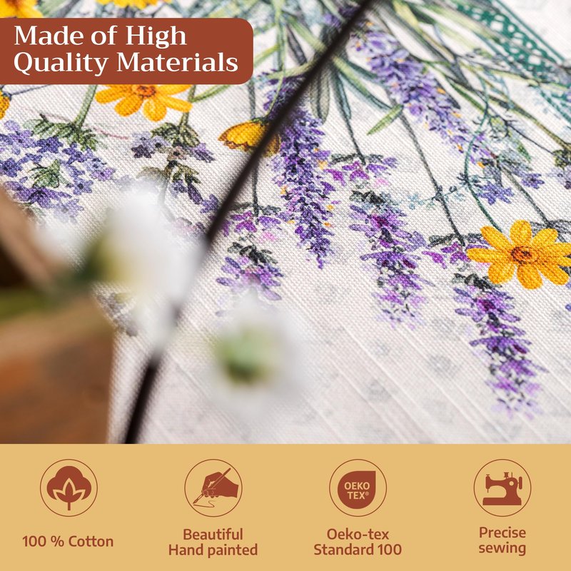 Maison d' Hermine Table Cloth Square Table 100% Cotton 54 x 54 Inches Tablecloth Reusable Decorative for Dining Kitchen Room Farmhouse Home Gifts for Mothers Day Spring Summer - Fanny Lavender