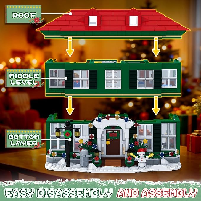 Christmas House Building Set with Light for Adults NO Compatible with Lego House 1187PCS Holiday Loness Home Boys House Building Kits Christmas for Movie Fans Friends Family