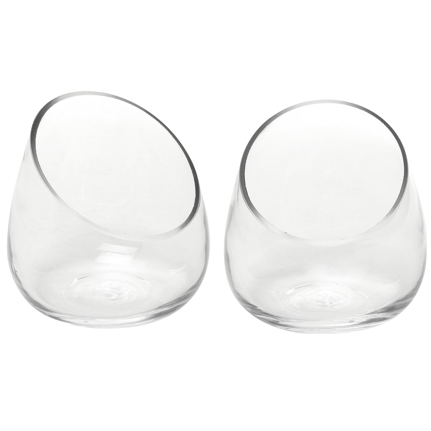 MyGift 5 Inch Premium Clear Glass Air Plant Terrarium, Mini Candy Bowl Jar, Tealight Candle Holder, Succulent Cactus Plant Vase, Set of 2