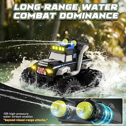 Remote Control Car Waterproof Monster Trucks Toys 1:18 Amphibious RC Cars 2.4 GHz 4WD All Terrain Off-Road Pickup Toy Truck Kids Toys for 6-12 Year Old Boys Girls Christmas Birthday Gifts Presents