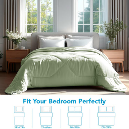 Deconovo Cooling Comforter – Double-Sided Cold Touch for Hot Sleepers & Night Sweats, Lightweight & Breathable, Oeko-TEX Certified, Machine Washable (Cold, Hang-Dry) – Green, 59x79 Inch
