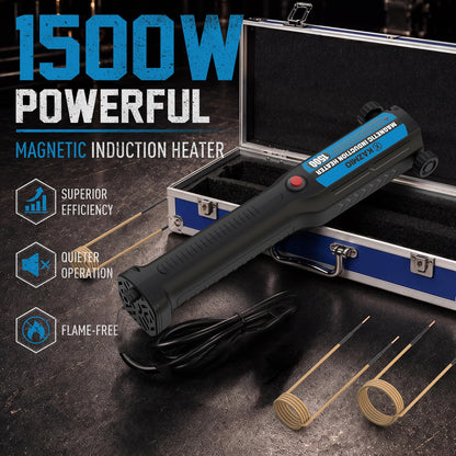 1500W Induction Heater Kit, 110V Handheld Induction Heater with 5 Coils for Rusty Bolt and Screw Removal, Blue