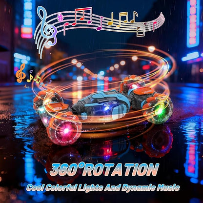 Remote Control Stunt Car for Kids - Gesture Sensing RC Twist Toys Birthday Gifts for Boys Aged 5-7 8-12 Years Old 2.4GHz Hand Controlled Off-Road Vehicle with Lights and Music