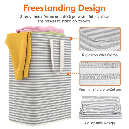 Lifewit 1 Pack Laundry Basket 65L Each, Collapsible Clothes Hamper with Reinforced Handles, Freestanding Waterproof Design for Bedroom and Laundry Room, Grey 65L Total
