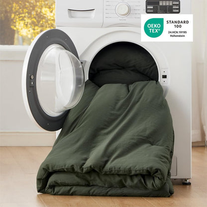 Bedsure Queen Comforter Set, Dark Green Soft Prewashed Bedding for All Seasons, 3 Pieces GentleSoft™ Bed Set, 1 Lightweight Comforter (90"x90") and 2 Pillowcases (20"x26")
