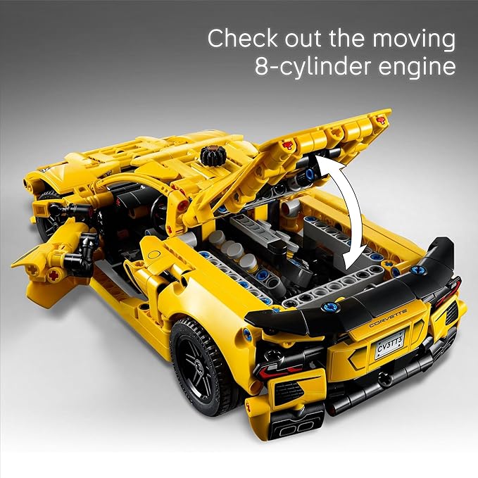 LEGO Technic Chevrolet Corvette Stingray Toy Car - Building Toy Set for Kids Boys and Girls Ages 9+ - Model Car Kit for Display - Gift Idea for Birthday - 42205