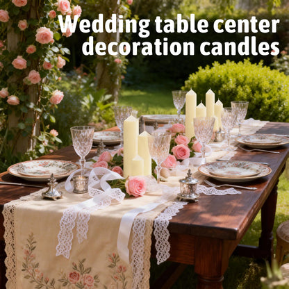 Veiuwa 6 Pcs Ivory Pillar Candles Bulk Set，2x3 2x6 2x8 Inch - 2 Each Size，Hurricane Candles，Dripless Unscented Smokeless，Gives You a Better Atmosphere When Organizing Wedding or Event Party.
